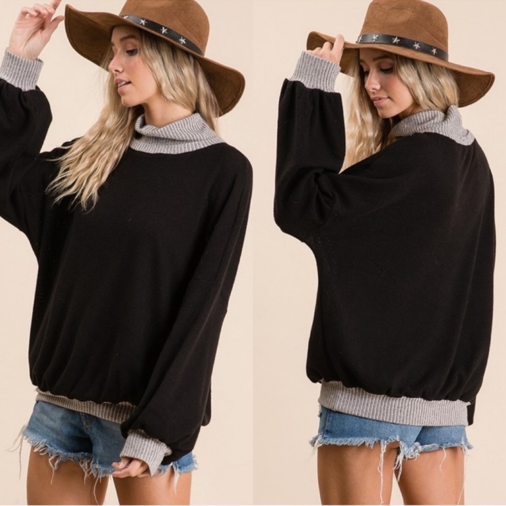 New Oversized Turtleneck Sweater With Balloon Sleeves
